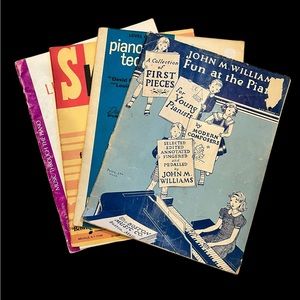 Vintage Lot of 4 Piano Sheet Music For Lessons Tutorials